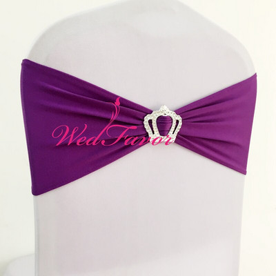10 buc/50 buc spandex benzi pentru scaun de nuntă cu cataramă coroană, pentru petrecere, eveniment, decorare hotel, scaun elastic din lycra, panglică, papion