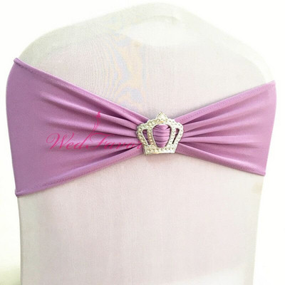 10 buc/50 buc spandex benzi pentru scaun de nuntă cu cataramă coroană, pentru petrecere, eveniment, decorare hotel, scaun elastic din lycra, panglică, papion
