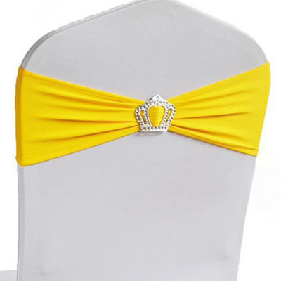 10 buc/50 buc spandex benzi pentru scaun de nuntă cu cataramă coroană, pentru petrecere, eveniment, decorare hotel, scaun elastic din lycra, panglică, papion