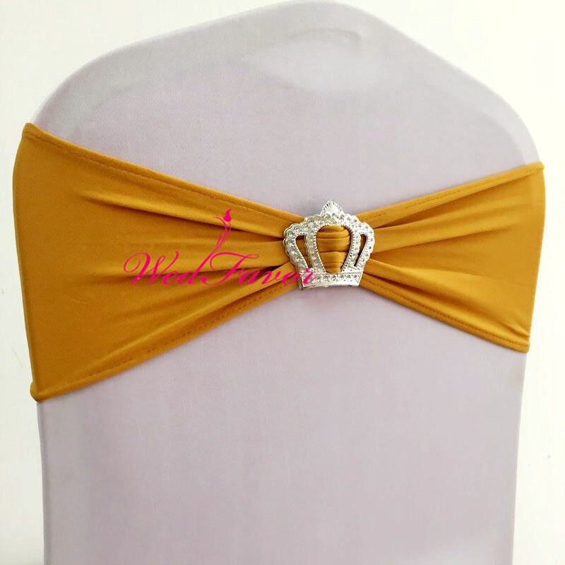 10 buc/50 buc spandex benzi pentru scaun de nuntă cu cataramă coroană, pentru petrecere, eveniment, decorare hotel, scaun elastic din lycra, panglică, papion