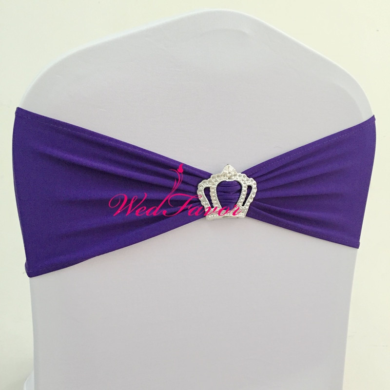 10 buc/50 buc spandex benzi pentru scaun de nuntă cu cataramă coroană, pentru petrecere, eveniment, decorare hotel, scaun elastic din lycra, panglică, papion