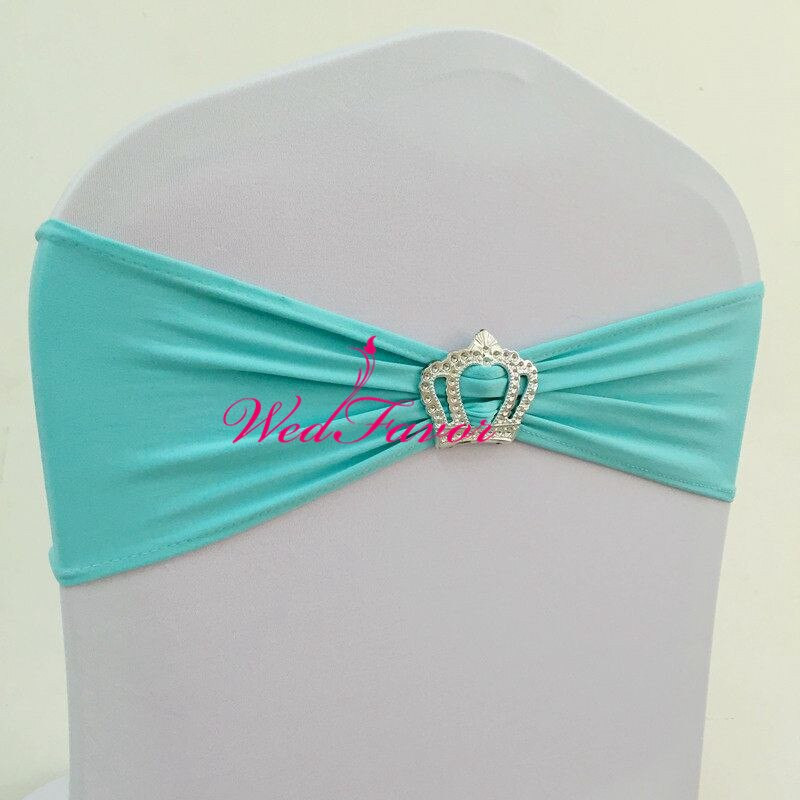 10 buc/50 buc spandex benzi pentru scaun de nuntă cu cataramă coroană, pentru petrecere, eveniment, decorare hotel, scaun elastic din lycra, panglică, papion