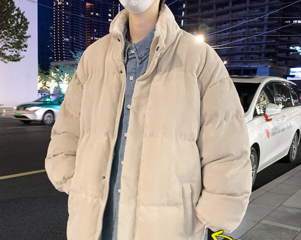 Muška zimska jakna sa širokim uzorkom visokog ovratnika