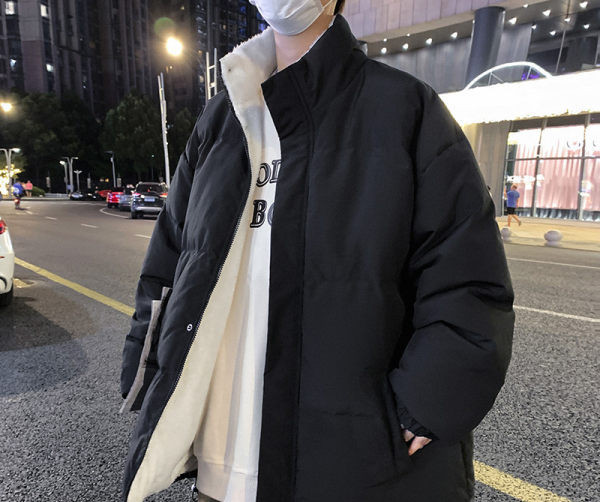 Muška zimska jakna sa širokim uzorkom visokog ovratnika