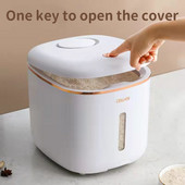 Recipient de depozitare pentru orez de 10 kg, cu roți, dozator de orez sigilat, rezistent la umiditate. Recipient de depozitare din plastic pentru hrana pentru animale de companie.