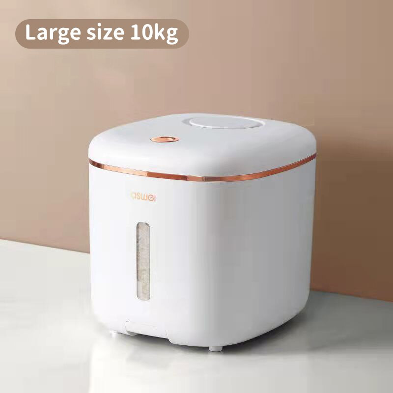 Recipient de depozitare pentru orez de 10 kg, cu roți, dozator de orez sigilat, rezistent la umiditate. Recipient de depozitare din plastic pentru hrana pentru animale de companie.