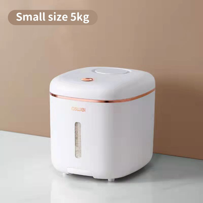 Recipient de depozitare pentru orez de 10 kg, cu roți, dozator de orez sigilat, rezistent la umiditate. Recipient de depozitare din plastic pentru hrana pentru animale de companie.