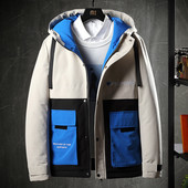 Geaca de barbati model nou cu gluga si buzunare - potrivita pentru iarna