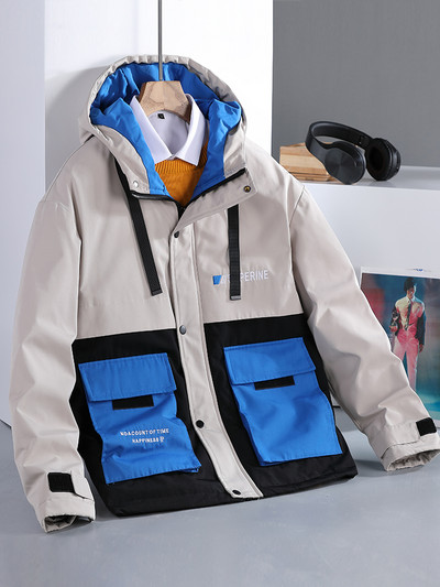 Jachetă casual pentru bărbați, cu imprimeu și buzunar