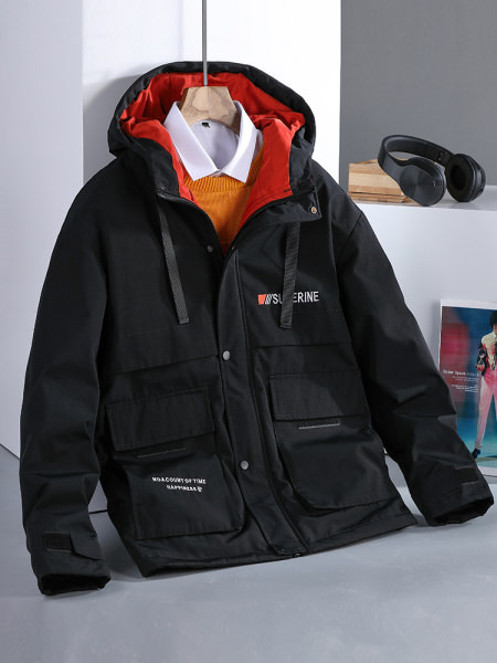 Jachetă casual pentru bărbați, cu imprimeu și buzunar