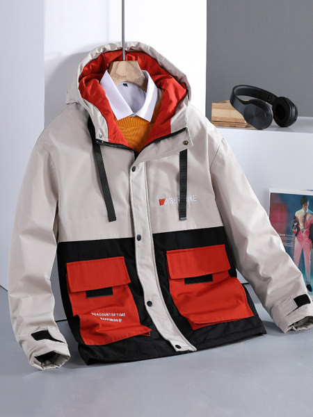 Jachetă casual pentru bărbați, cu imprimeu și buzunar