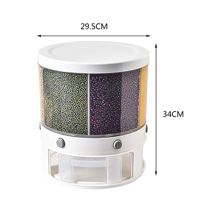 Dozator suhe hrane od 10 kg Rotirajuća kutija za pohranu riže sa 6 rešetki Posuda za mjerenje Kuhinjska zrna Posuda za pohranu riže Organizator hrane
