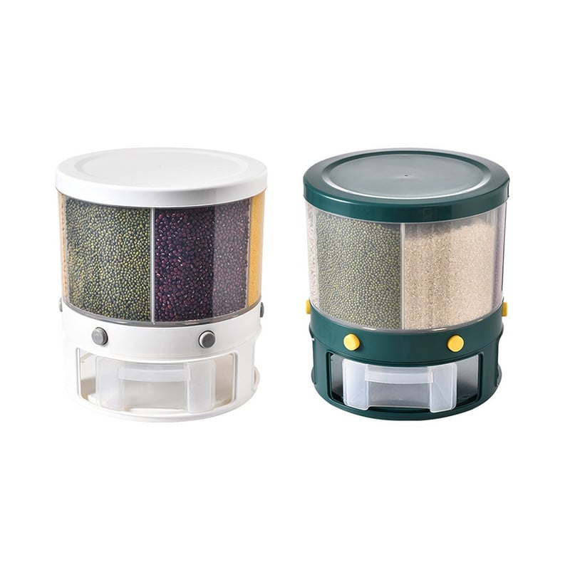 Dozator suhe hrane od 10 kg Rotirajuća kutija za pohranu riže sa 6 rešetki Posuda za mjerenje Kuhinjska zrna Posuda za pohranu riže Organizator hrane