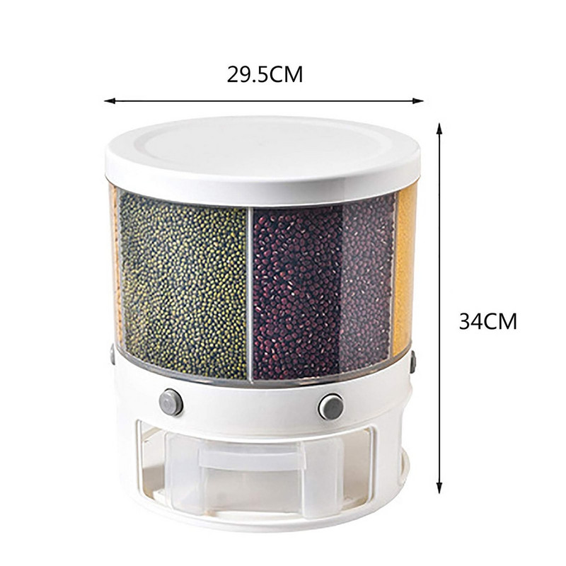 Dozator suhe hrane od 10 kg Rotirajuća kutija za pohranu riže sa 6 rešetki Posuda za mjerenje Kuhinjska zrna Posuda za pohranu riže Organizator hrane