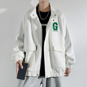 Geaca sport de baseball pentru barbati cu imprimeu si buzunar