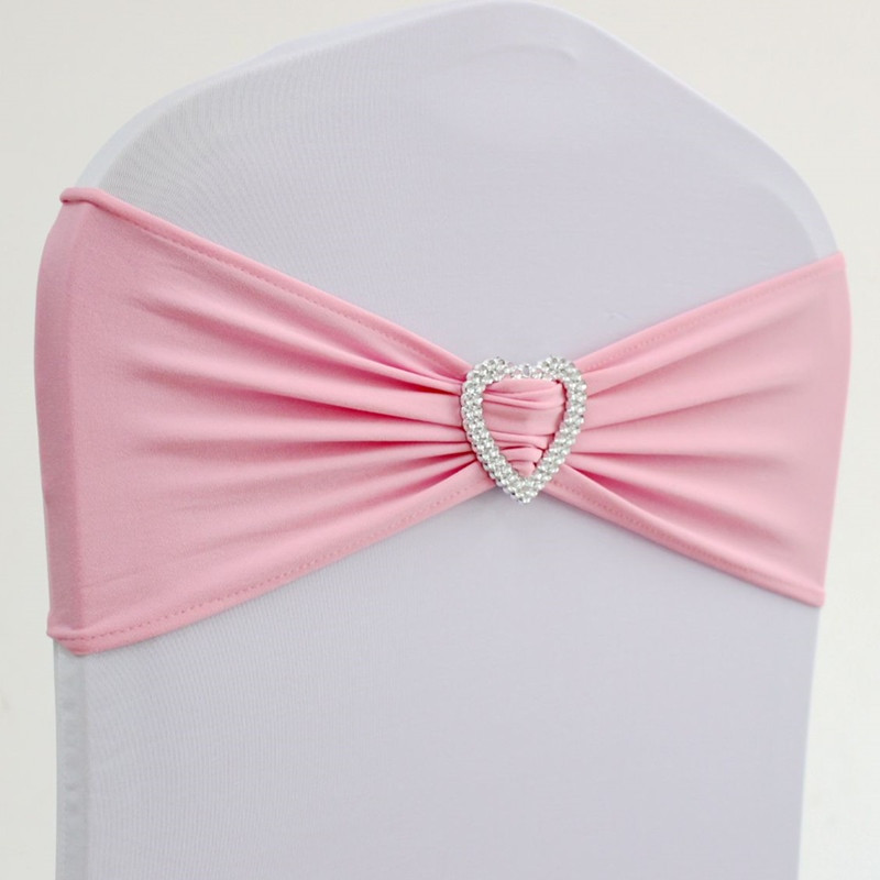 10 buc 50 buc arc elastic pentru scaune din spandex lycra bandă pentru scaun de nuntă cravată cu cataramă de inimă pentru decorarea evenimentului de petrecere la hotel