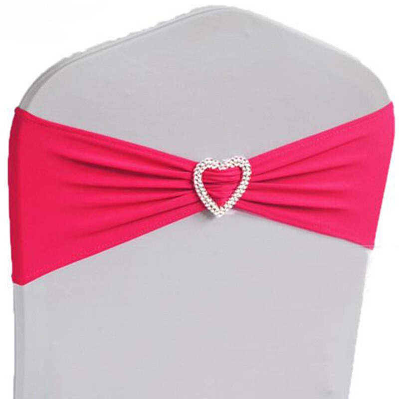10 buc 50 buc arc elastic pentru scaune din spandex lycra bandă pentru scaun de nuntă cravată cu cataramă de inimă pentru decorarea evenimentului de petrecere la hotel