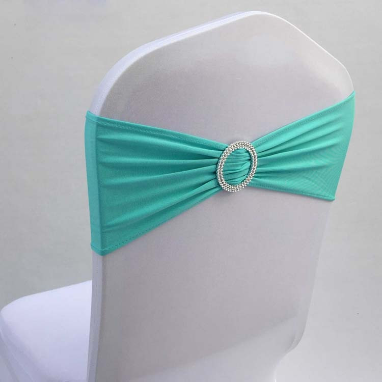 10kom 50kom Elastične spandex mašne za stolice Lycra rastezljiva traka za stolice Vezice s okruglom kopčom za dekoraciju vjenčanja za zabavu