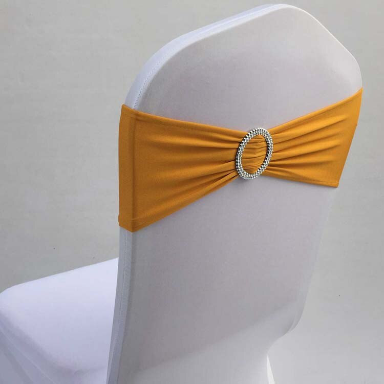 10kom 50kom Elastične spandex mašne za stolice Lycra rastezljiva traka za stolice Vezice s okruglom kopčom za dekoraciju vjenčanja za zabavu