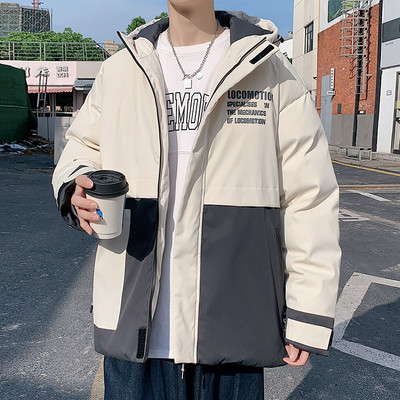 Jachetă casual pentru bărbați - cu inscripții și glugă