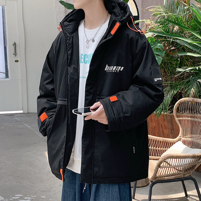 Jachetă casual pentru bărbați - cu inscripții și glugă