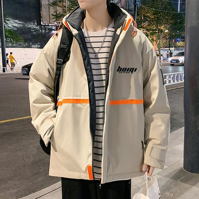 Jachetă casual pentru bărbați - cu inscripții și glugă