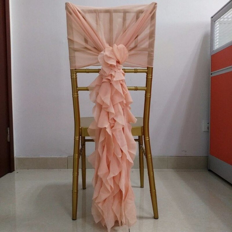 1 ks 135x110cm volánová mašľa na šerpu stoličky na obklad, banket, svadbu, párty, vianočnú udalosť, priehľadná organzová látka, romantická