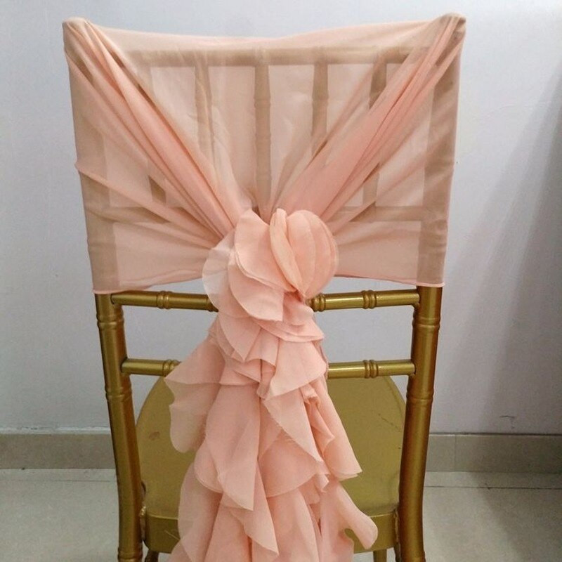1 ks 135x110cm volánová mašľa na šerpu stoličky na obklad, banket, svadbu, párty, vianočnú udalosť, priehľadná organzová látka, romantická