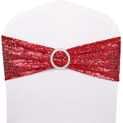 10/50 komada obostrano šljokice Mašne za stolice s kopčom za vjenčane dekoracije Čvor Spandex Hotelski banket Rođendanska zabava Home Deco