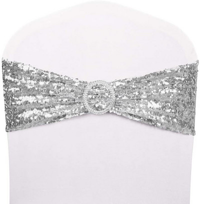 10/50 komada obostrano šljokice Mašne za stolice s kopčom za vjenčane dekoracije Čvor Spandex Hotelski banket Rođendanska zabava Home Deco