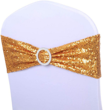 10/50 komada obostrano šljokice Mašne za stolice s kopčom za vjenčane dekoracije Čvor Spandex Hotelski banket Rođendanska zabava Home Deco