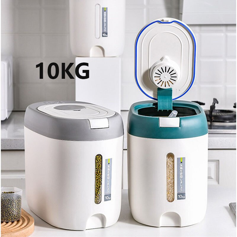 10 KG virtuvinių ryžių konteineris kibiras Drėgmei atsparus vabzdžiams miltų grūdams sandarus stiklainis grūdų užkandžių laikymo dėžutė virtuvės reikmenys