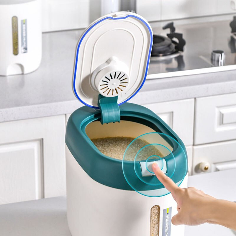10 KG virtuvinių ryžių konteineris kibiras Drėgmei atsparus vabzdžiams miltų grūdams sandarus stiklainis grūdų užkandžių laikymo dėžutė virtuvės reikmenys