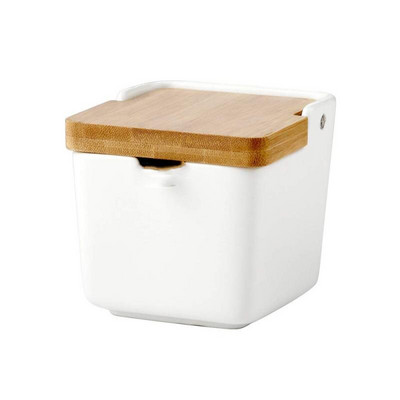 Homie keramički začin s poklopcem Posuda za šećer Solanka Staklenka za pohranu Posuda za kućanstvo Posuda za začine Bambus Staklenka za začine Limenka od soje