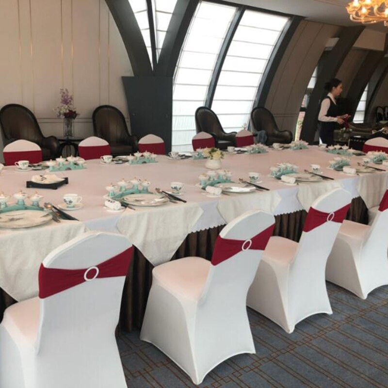 50 kom/lot Spandex trake za stolice s kopčom Vjenčane trake od lycre za stolice za navlake za stolice Party Rođendanske banketne stolice Dekoracija
