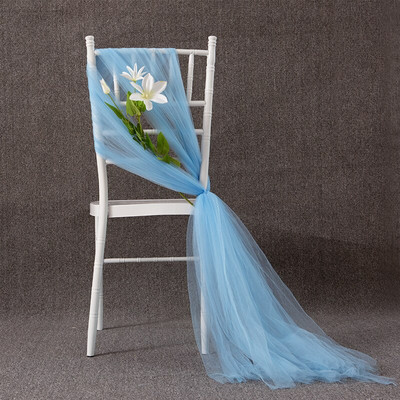 Cerceve pentru scaune nunta, hotel, scaun de petrecere, streamer, arc de nunta, draping, țesătură, voile, albastru regal, canapea pentru decor scaun de nuntă, 10 buc.