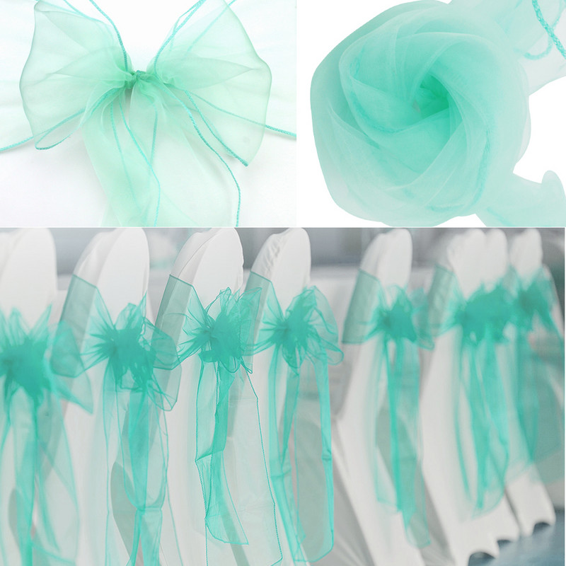 Poťahy na stoličky, šerpy, organza, materiál 10 ks, svadobné šerpy, svadobné dekorácie, mašľa, 30 farieb, svadobná dekorácia, doprava zdarma
