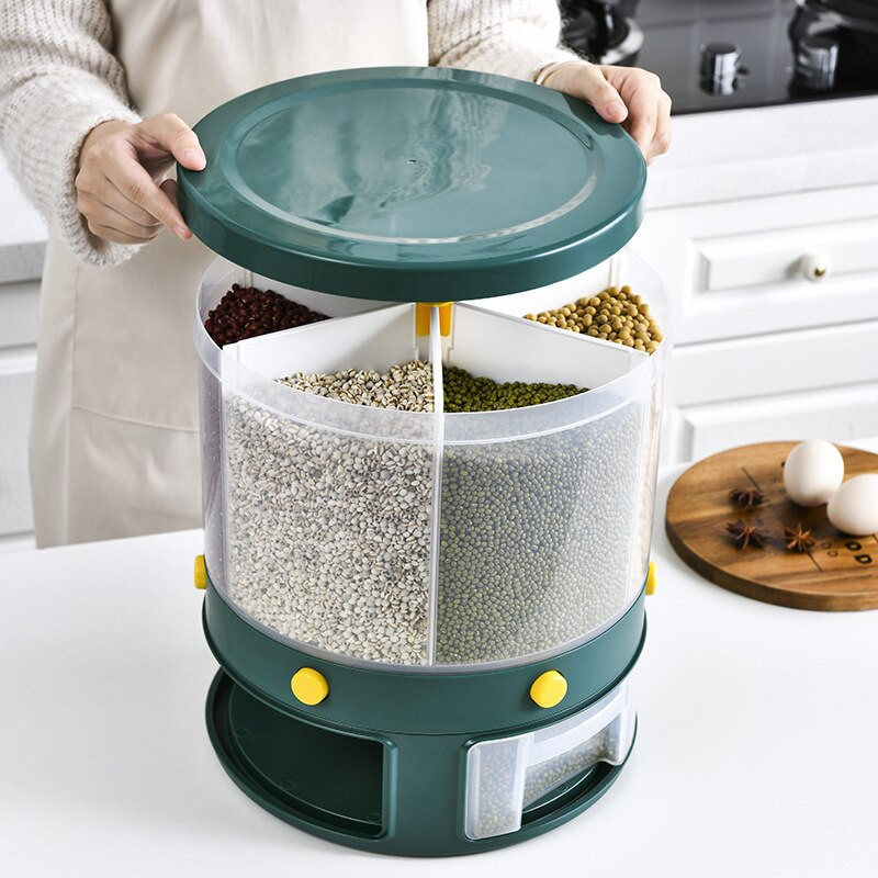 10L nezávislý vedro na ryžu, dávkovač obilia, suché potraviny, vlhkosťodolný úložný box, automatický kuchynský organizér na nádoby na potraviny