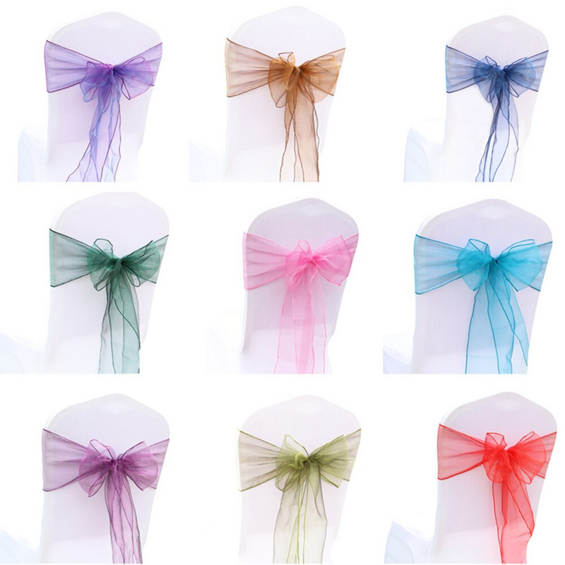 25 kom/lot 100% organza vrpca navlaka za stolice Pojasnice široke mašne Dekoracija za stolicu Pribor za dekoraciju svadbi i banketa 18*275 cm od satena