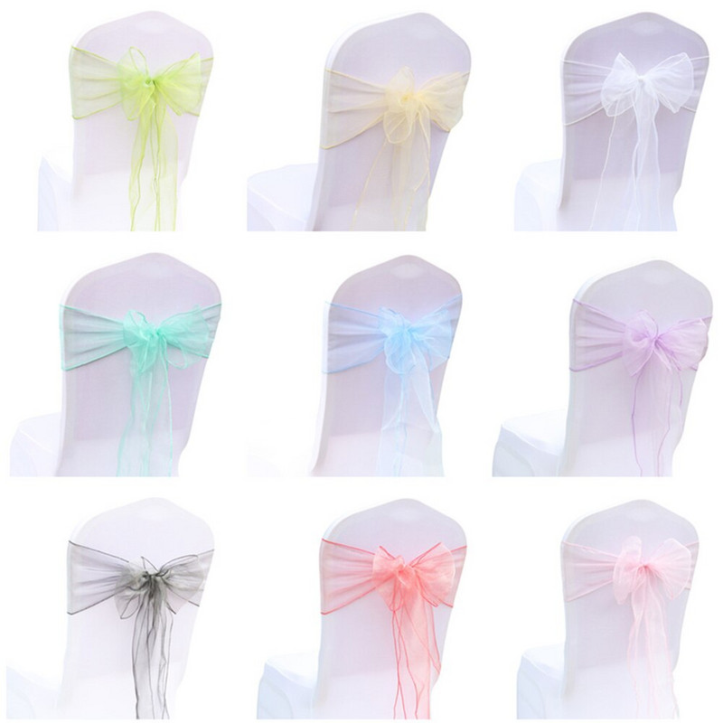 25 kom/lot 100% organza vrpca navlaka za stolice Pojasnice široke mašne Dekoracija za stolicu Pribor za dekoraciju svadbi i banketa 18*275 cm od satena