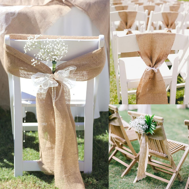 5 ks 17x275 cm jutové šerpy na stoličky, svadobná dekorácia, DIY stoličky, mašľa, vintage rustikálny jutový uzol na párty, bankety, udalosti