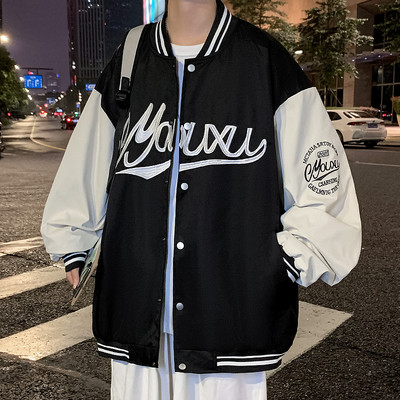 Muška baseball jakna s izvezenim natpisom i kopčanjem na gumbe
