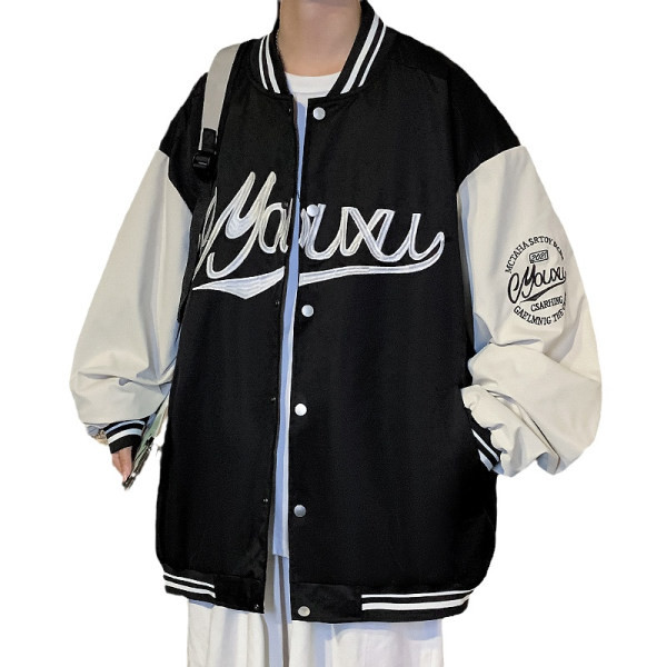 Muška baseball jakna s izvezenim natpisom i kopčanjem na gumbe
