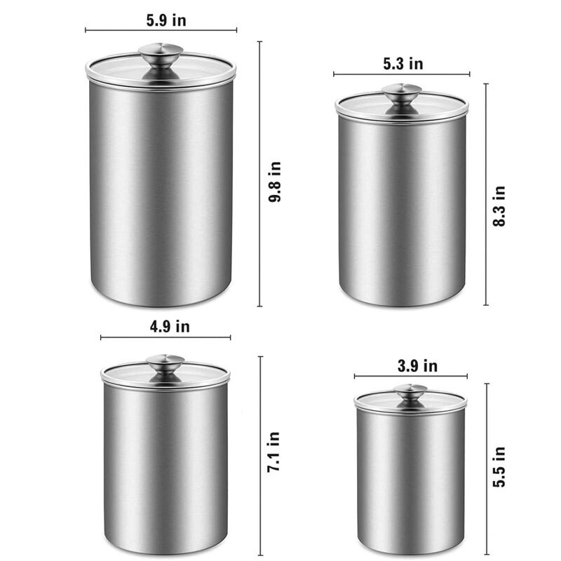 Nerūdijančio plieno virtuvės indai, maisto laikymo indas su skaidraus stiklo dangteliais kavos indams laikyti Sausainių stiklainis