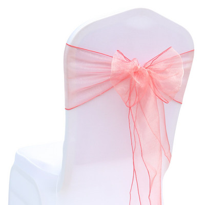 25 ks/sada stuh na stoličky, organza, sklenená priadza, 18 cm x 275 cm, dekorácia svadobnej stoličky pre hotel, banket, párty, udalosť