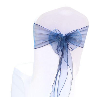 25 ks/sada stuh na stoličky, organza, sklenená priadza, 18 cm x 275 cm, dekorácia svadobnej stoličky pre hotel, banket, párty, udalosť