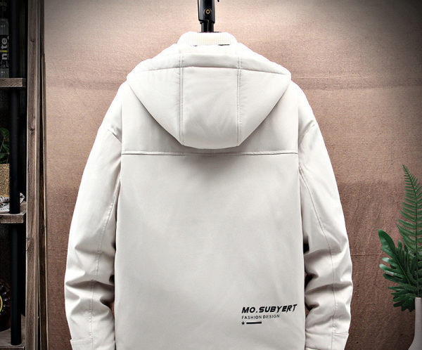 Jachetă casual de iarnă pentru bărbați, cu glugă și inscripții