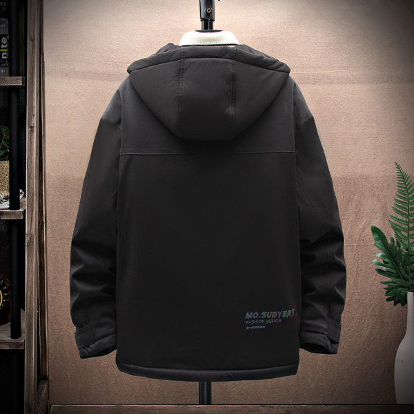 Jachetă casual de iarnă pentru bărbați, cu glugă și inscripții