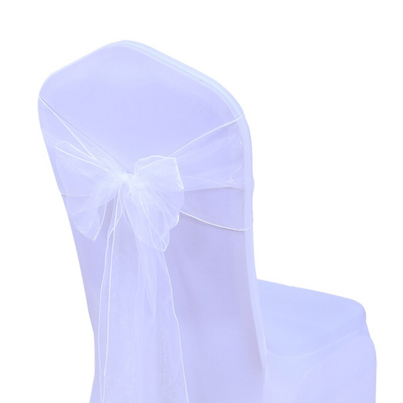 10 db-os csomag 50 áttetsző organza szék Szárnyak csokorcsomók nyakkendők Esküvői dekorációk Esküvői dekoráció Születésnapi buli Étkezési dekoráció