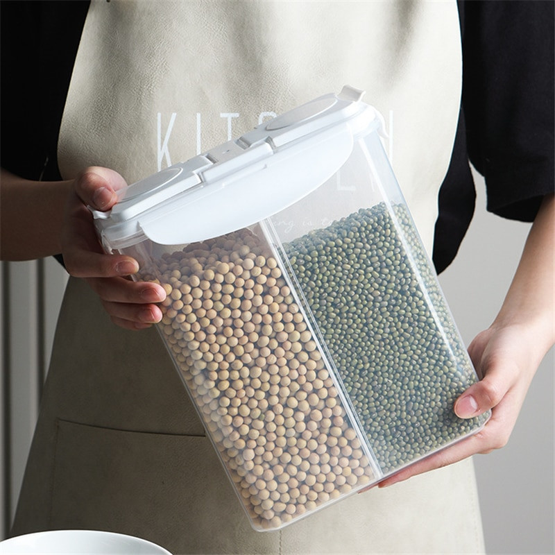 Buitinės maisto sandarios skardinės Plastikinės skaidrios grūdų laikymo dėžutė Maisto laikymo talpa Virtuvės reikmenys virtuvės organizatoriui